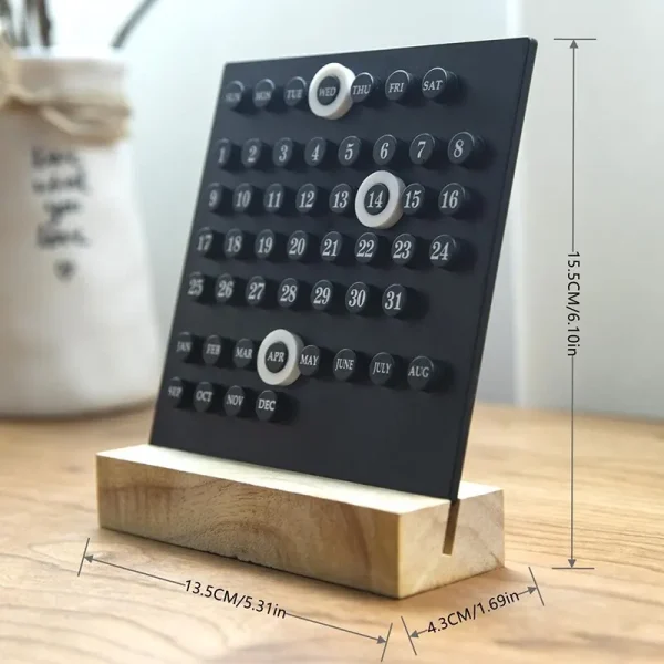 Desk calendar with handmade wooden base - Image 4